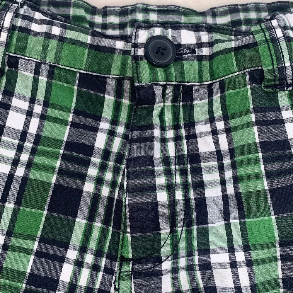 Gymboree Green & Blue Plaid Shorts 4 Adjustable Waist EUC